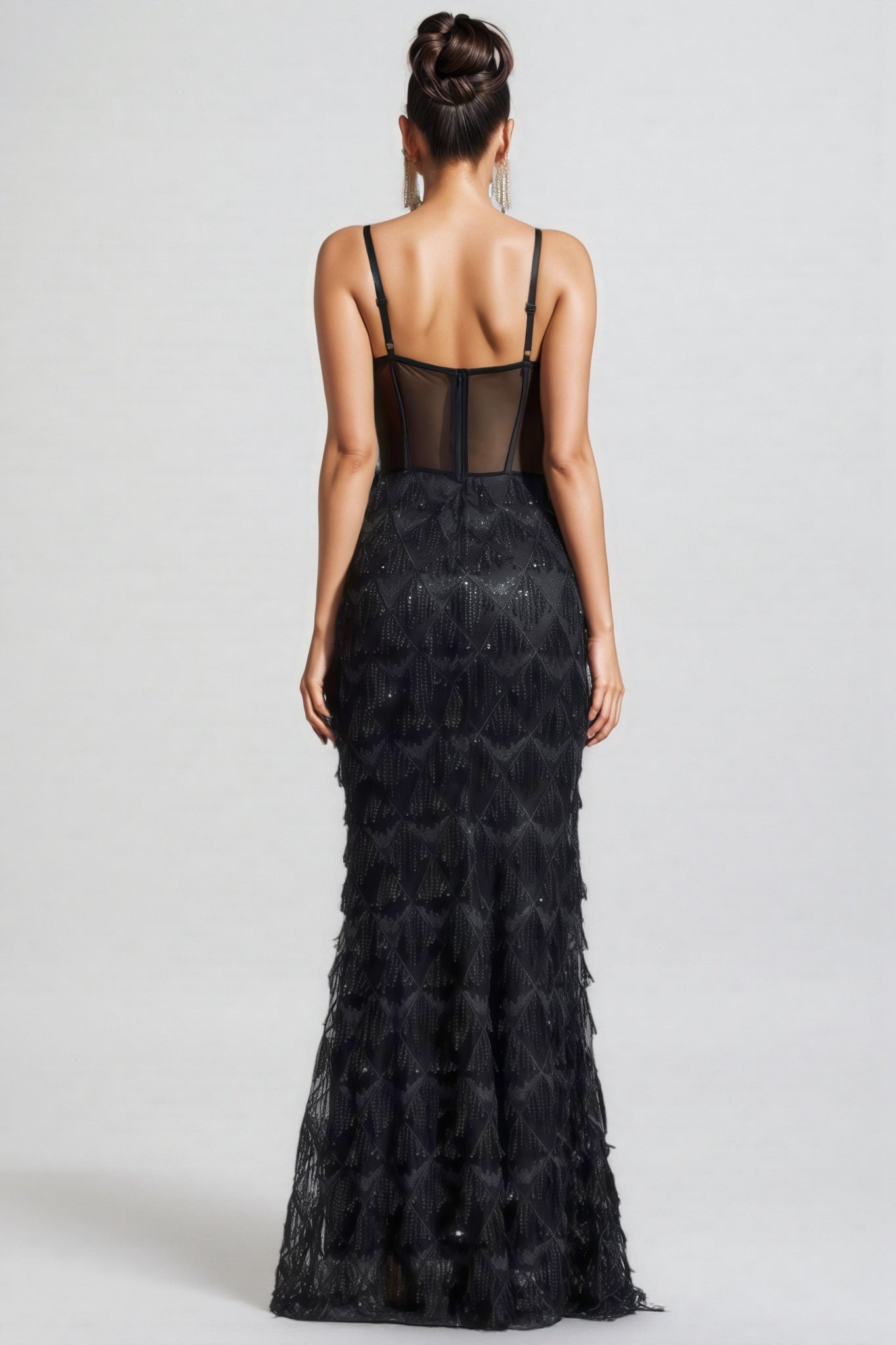 Max Sequin Tassel Neck Maxi Dress