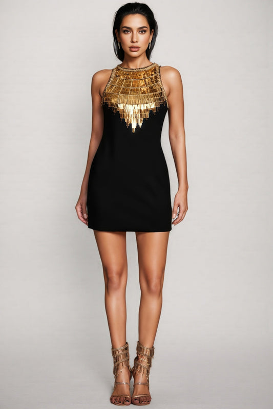 Lena Beaded And Diamond Tank Mini Dress