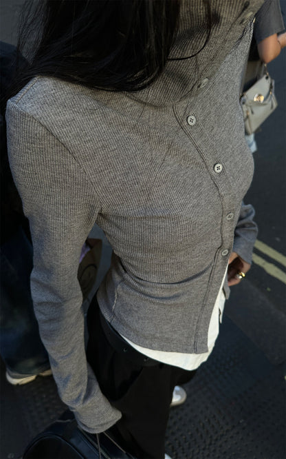 High Neck Layered Effect Long-Sleeve Top