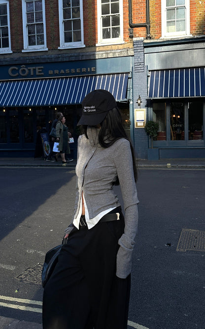 High Neck Layered Effect Long-Sleeve Top