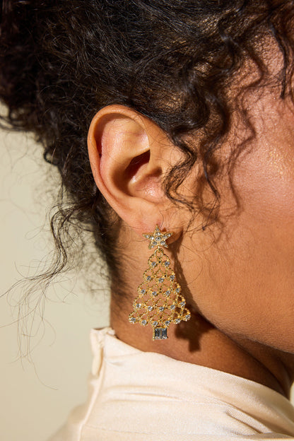 Faux Diamond Christmas Tree Shape Earrings