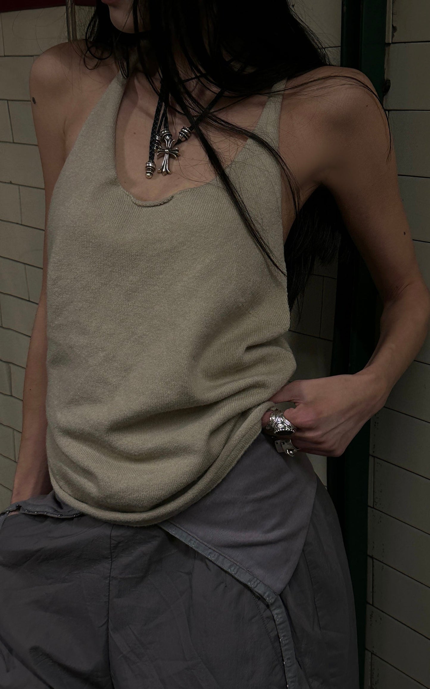 Backless Knit Tank Top