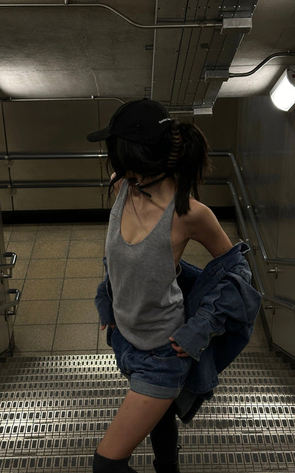 Backless Knit Tank Top