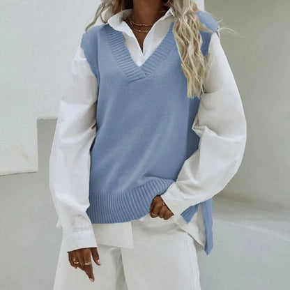 2025 Autumn And Winter New Sleeveless Waistcoat Knitted Women's Slim Fit V-neck Coat Sweater