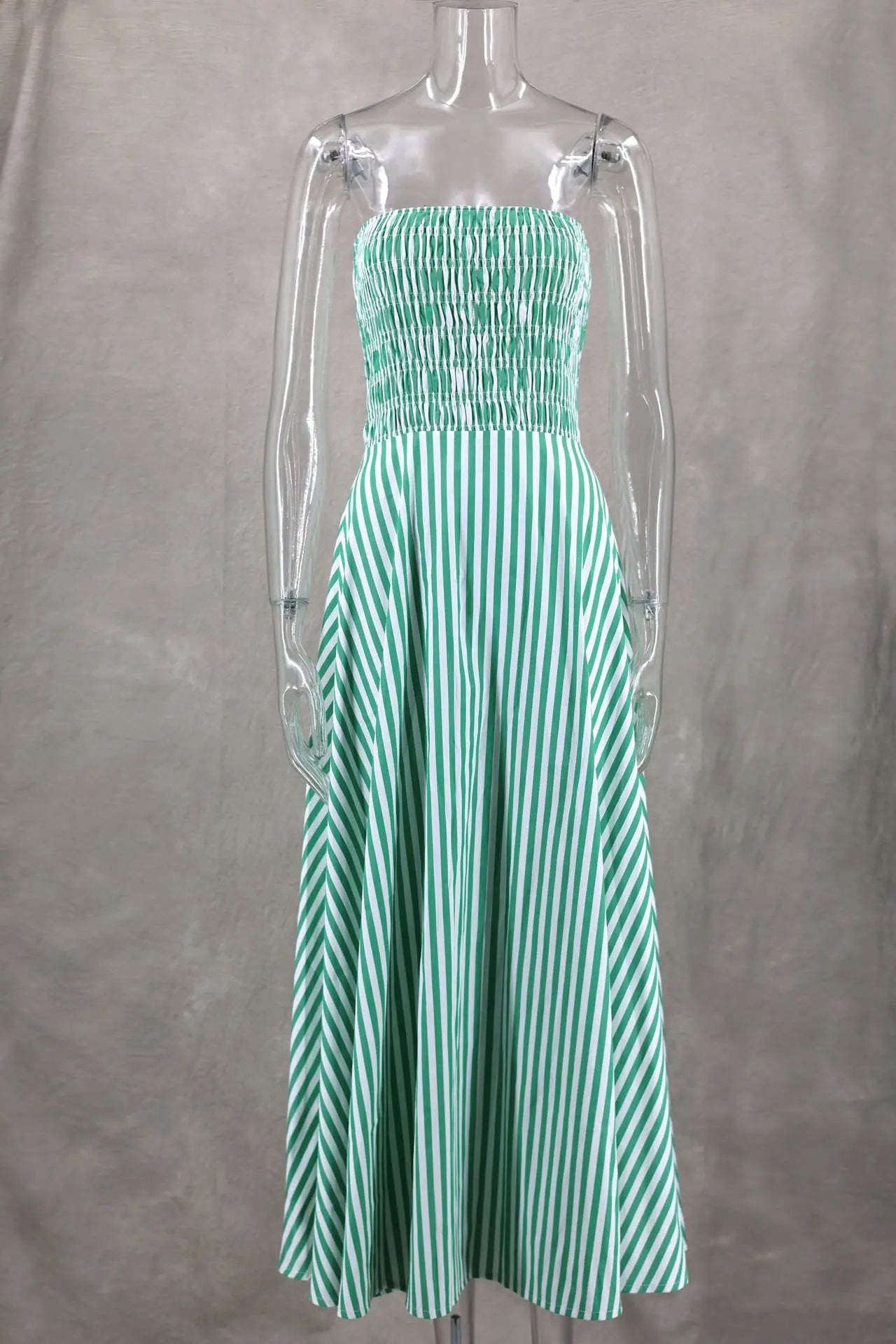 New Stripes Tube Long Beach Off Shoulder Backless Casual Fashion Bust Elastic Women's Boho Dress