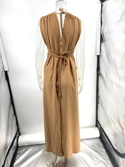 Hollow Out Off Shoulder Backless High Split Maxi Dress