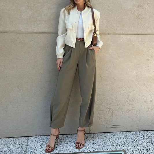 2025 Fashion Color High Waist Suit Pants
