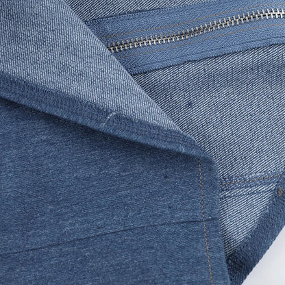 Stylish Deep V Eck Chic Zipper Corset Denim Jacket