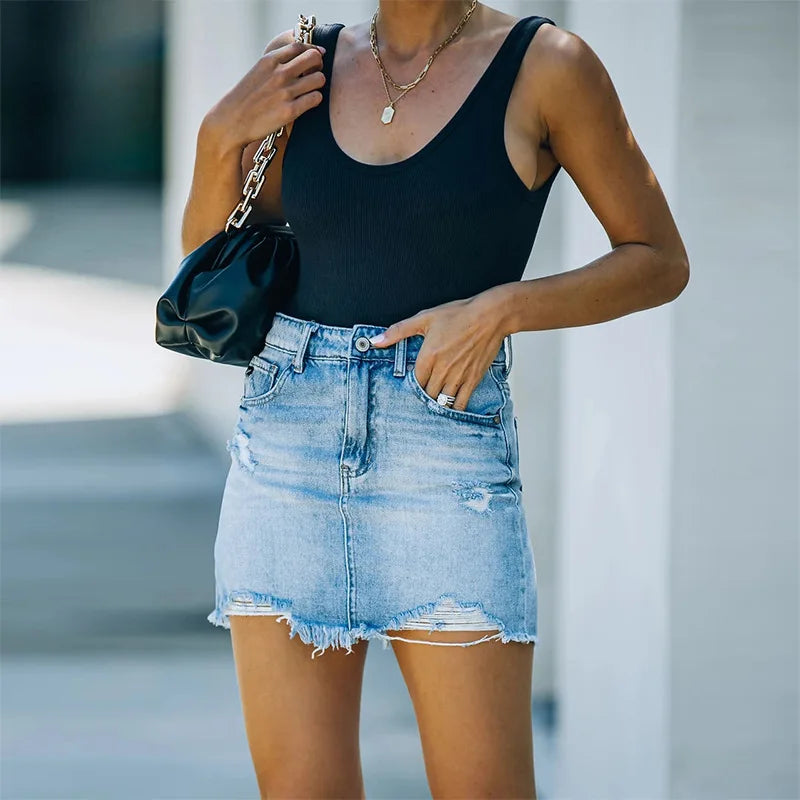 2025 Denim Skirt Street Tooling Style Flap Ribbon Details Workwear High Street Skirt