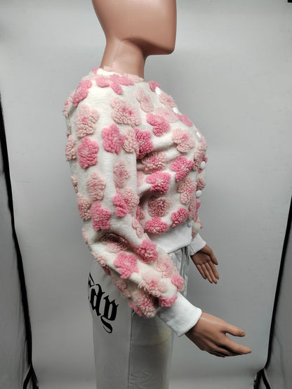 Chaqueta informal de manga larga con botones y diseño floral para mujer