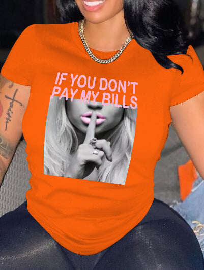Camiseta informal holgada de talla grande para mujer, cuello redondo, manga corta, estampado gráfico