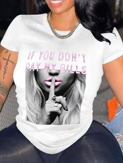 Camiseta informal holgada de talla grande para mujer, cuello redondo, manga corta, estampado gráfico