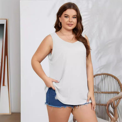 Camiseta sin mangas informal de talla grande para mujer