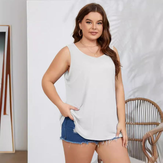 Camiseta sin mangas informal de talla grande para mujer