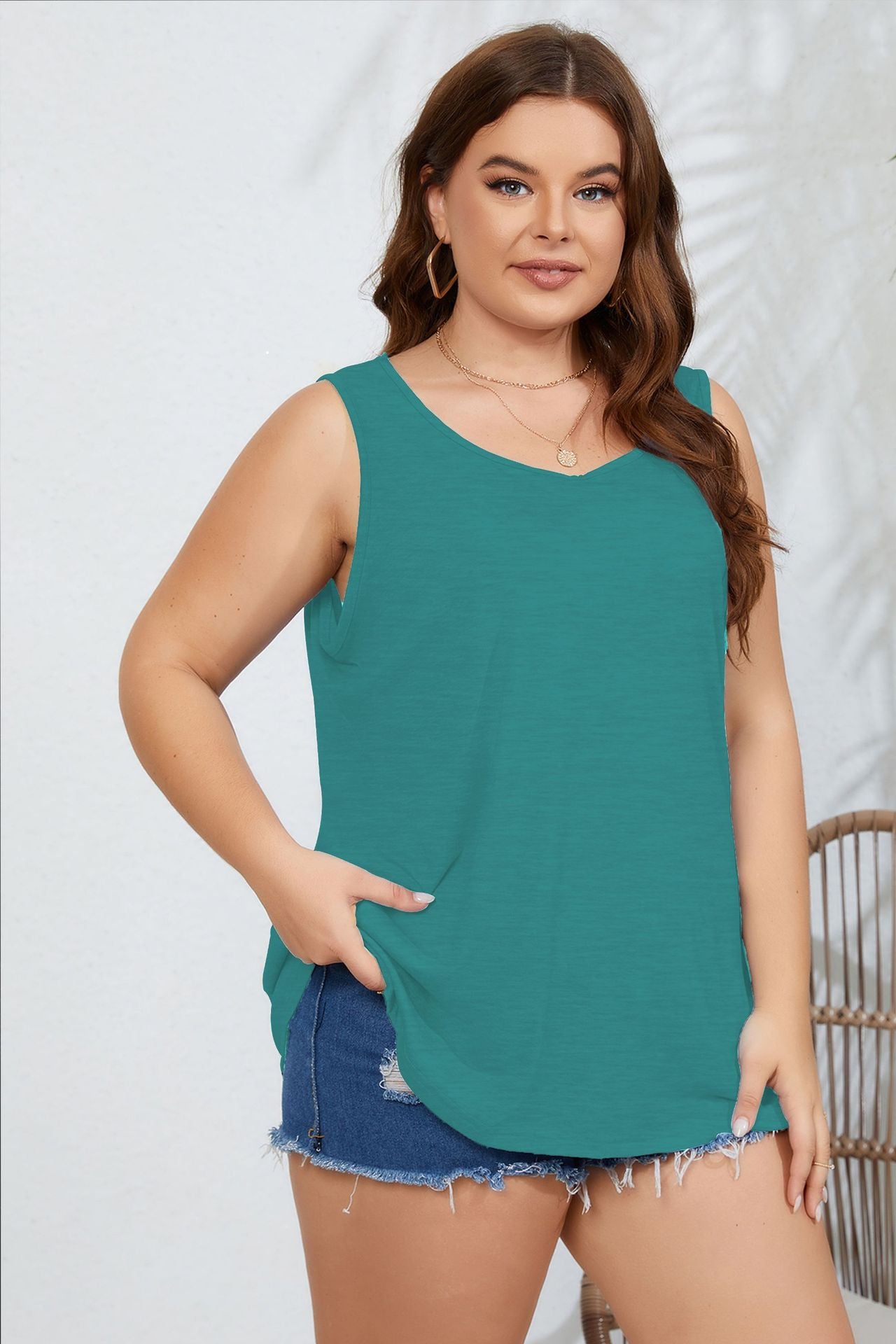 Camiseta sin mangas informal de talla grande para mujer