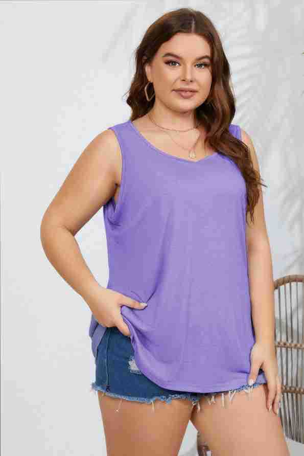 Camiseta sin mangas informal de talla grande para mujer