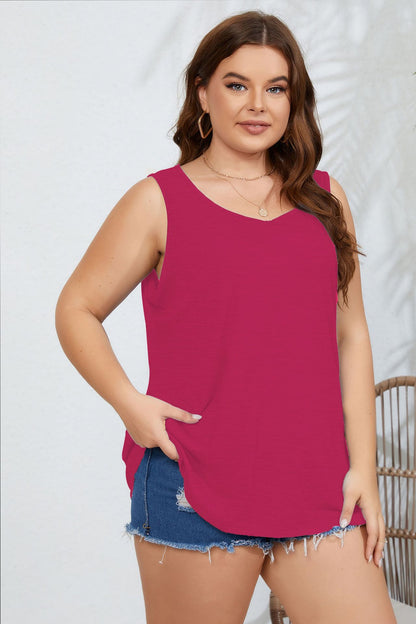 Camiseta sin mangas informal de talla grande para mujer