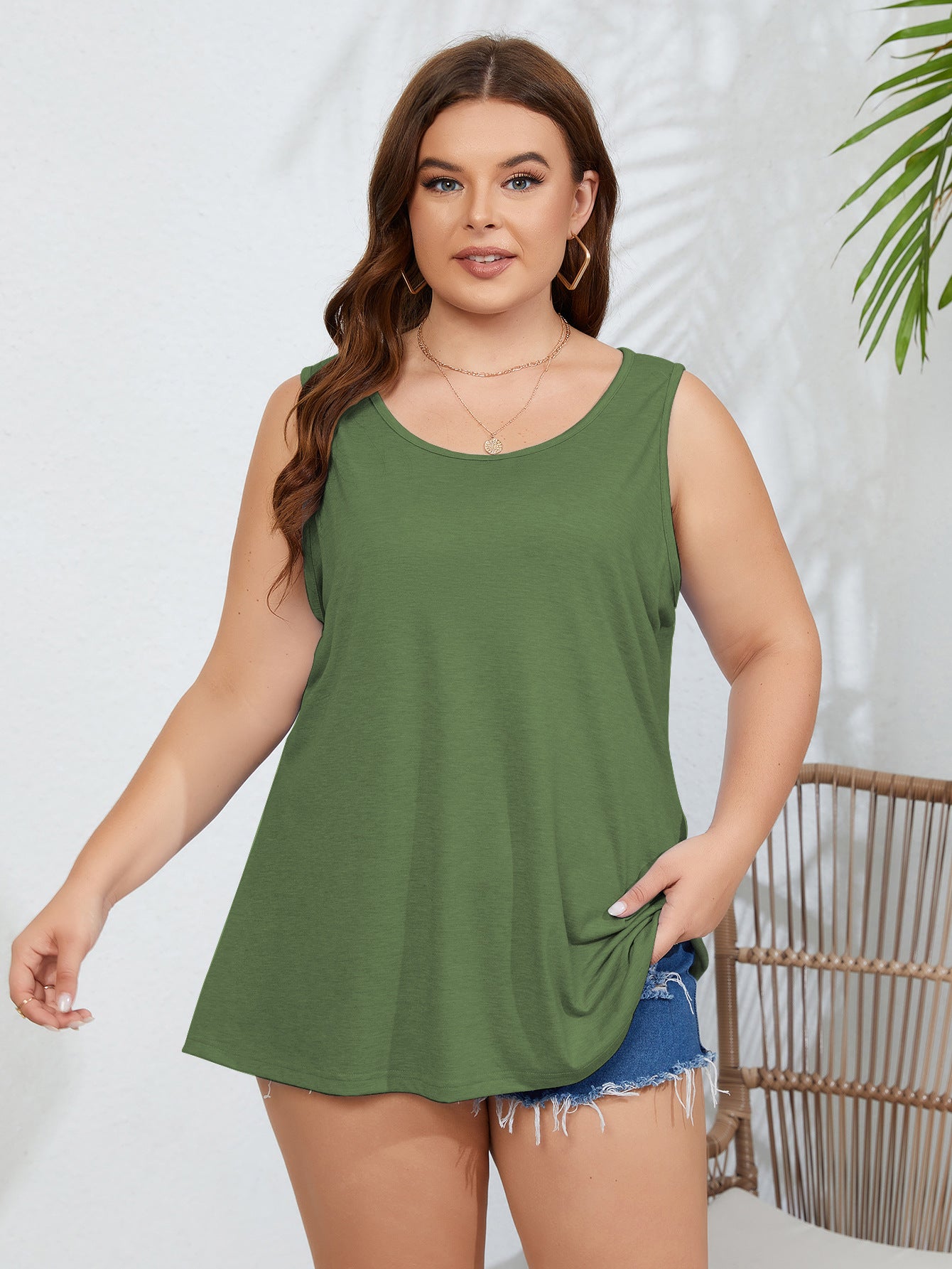 Camiseta sin mangas informal de talla grande para mujer