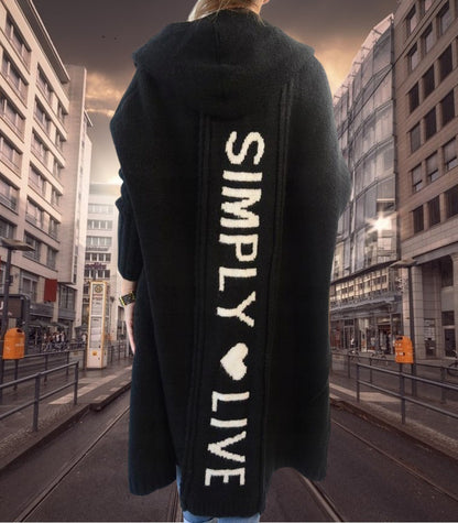 Women Casual Autumn Knitted Cardigan Lazy Loose Solid Color Long Sleeves Hooded Over Coat