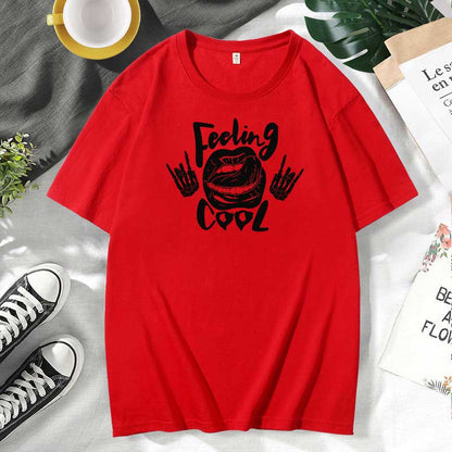 Women Casual Lips Print Cotton Plus Size Short Sleeve T-Shirt
