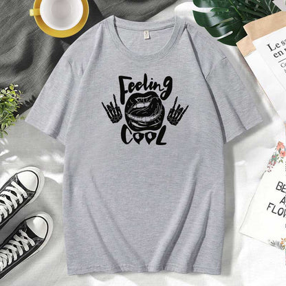 Women Casual Lips Print Cotton Plus Size Short Sleeve T-Shirt