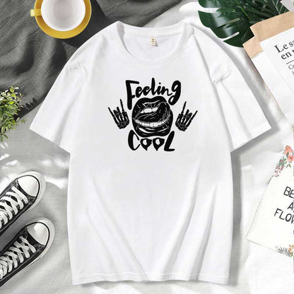 Women Casual Lips Print Cotton Plus Size Short Sleeve T-Shirt