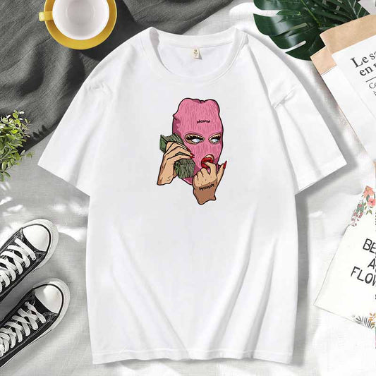 Camiseta de manga corta de algodón con estampado informal para mujer, talla grande