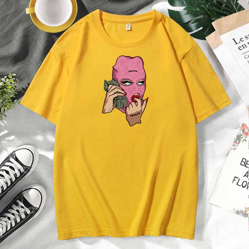Camiseta de manga corta de algodón con estampado informal para mujer, talla grande