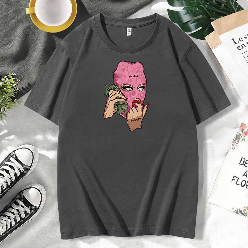 Camiseta de manga corta de algodón con estampado informal para mujer, talla grande