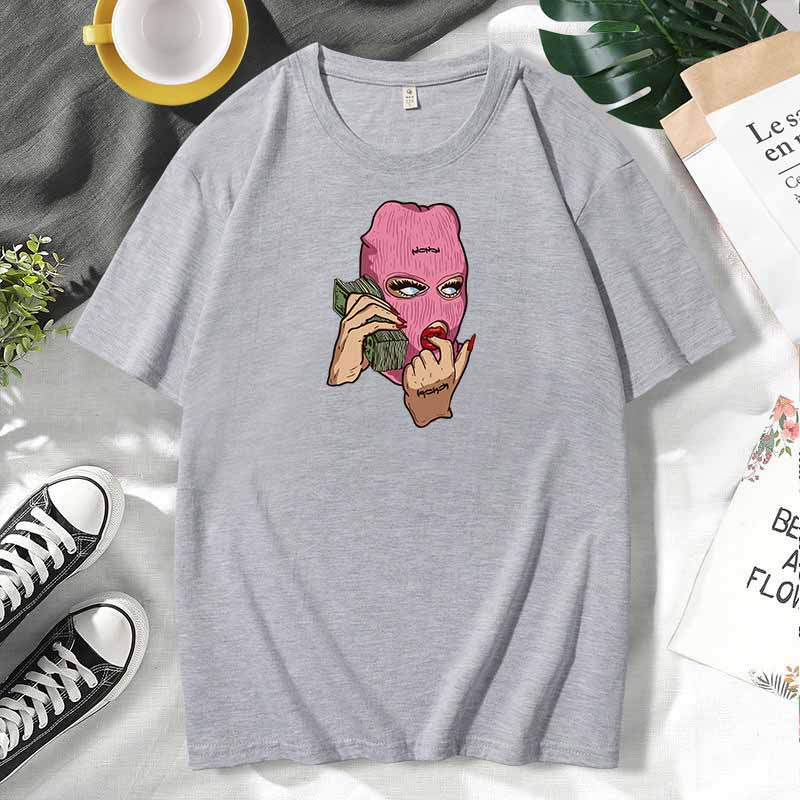 Camiseta de manga corta de algodón con estampado informal para mujer, talla grande