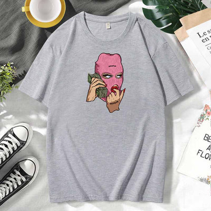 Camiseta de manga corta de algodón con estampado informal para mujer, talla grande