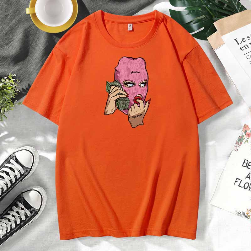 Camiseta de manga corta de algodón con estampado informal para mujer, talla grande