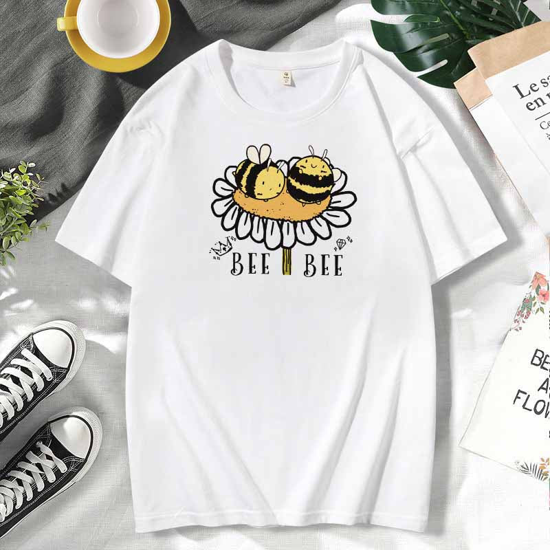 Camiseta de manga corta de algodón con estampado informal para mujer, talla grande