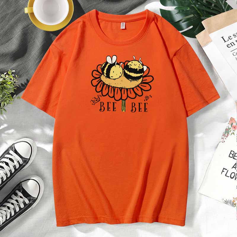 Camiseta de manga corta de algodón con estampado informal para mujer, talla grande