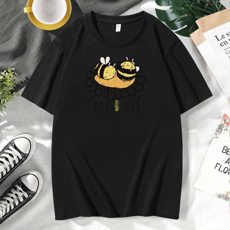 Camiseta de manga corta de algodón con estampado informal para mujer, talla grande