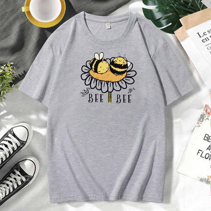 Camiseta de manga corta de algodón con estampado informal para mujer, talla grande