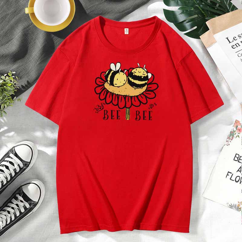 Camiseta de manga corta de algodón con estampado informal para mujer, talla grande