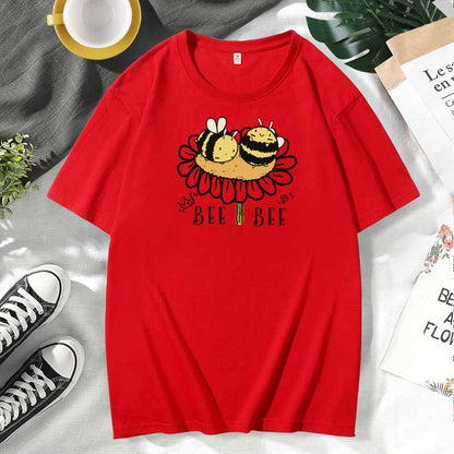 Camiseta de manga corta de algodón con estampado informal para mujer, talla grande