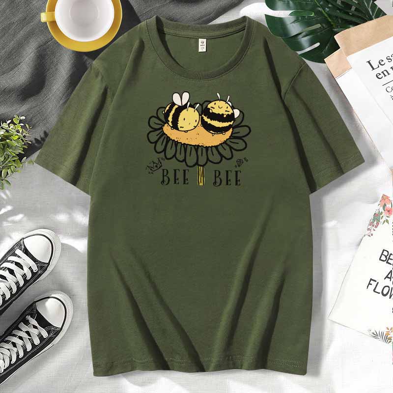 Camiseta de manga corta de algodón con estampado informal para mujer, talla grande