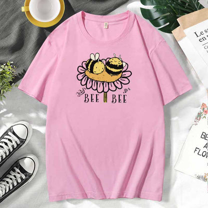 Camiseta de manga corta de algodón con estampado informal para mujer, talla grande