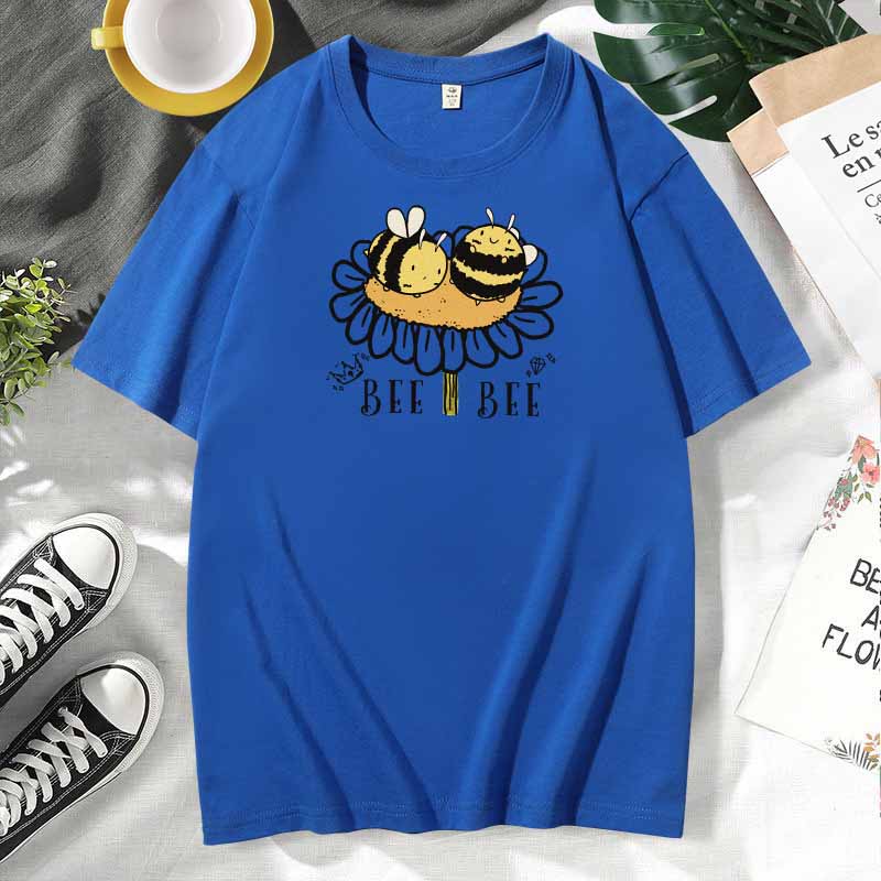 Camiseta de manga corta de algodón con estampado informal para mujer, talla grande