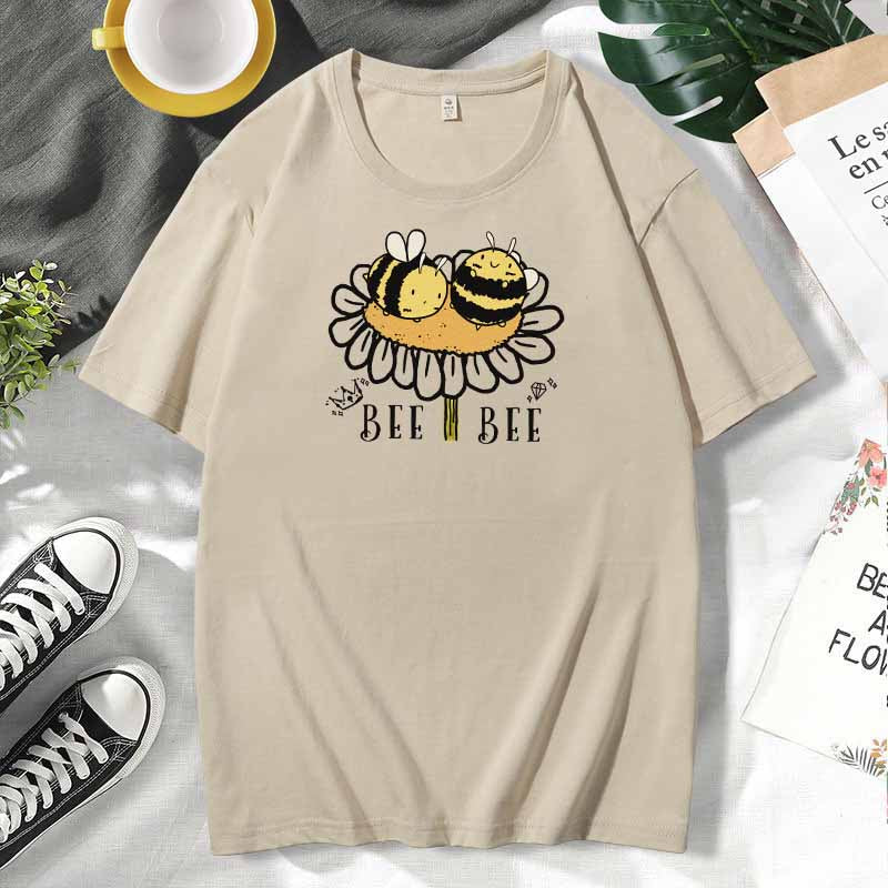 Camiseta de manga corta de algodón con estampado informal para mujer, talla grande