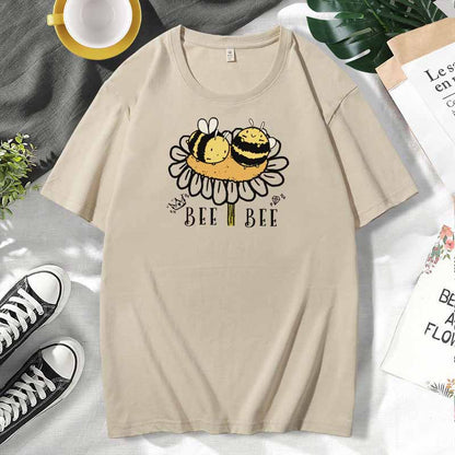 Camiseta de manga corta de algodón con estampado informal para mujer, talla grande
