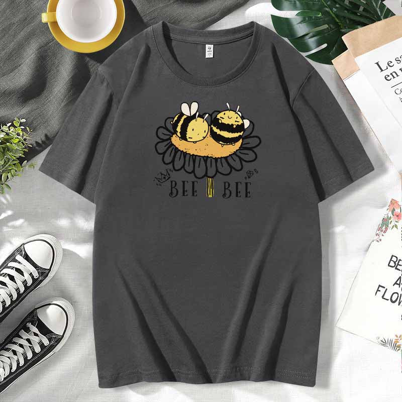 Camiseta de manga corta de algodón con estampado informal para mujer, talla grande