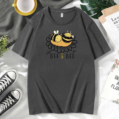 Camiseta de manga corta de algodón con estampado informal para mujer, talla grande