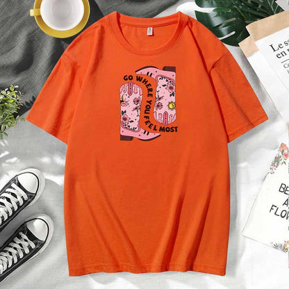 Western Women Casual Print Cotton Plus Size Short Sleeve T-Shirt