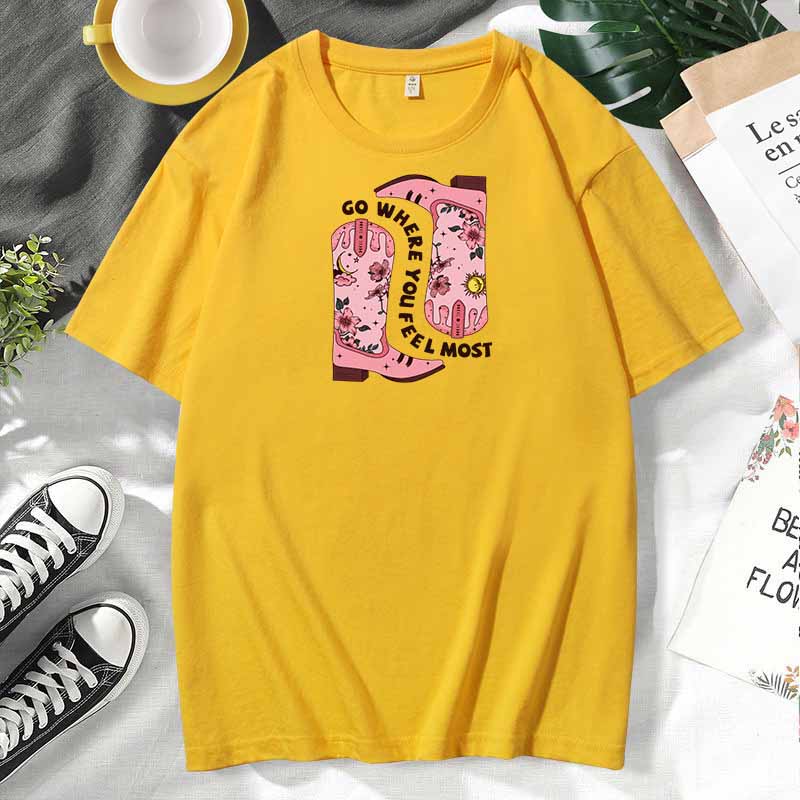 Western Women Casual Print Cotton Plus Size Short Sleeve T-Shirt