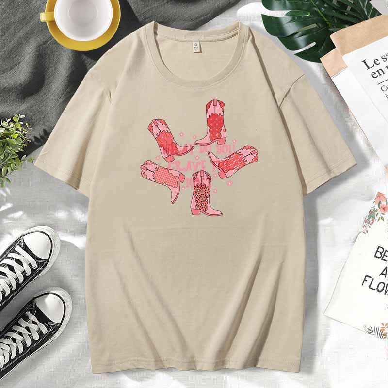 Camiseta de manga corta de algodón con estampado informal de estilo occidental para mujer, talla grande