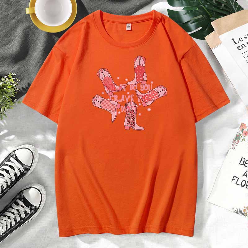 Camiseta de manga corta de algodón con estampado informal de estilo occidental para mujer, talla grande