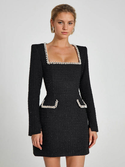 Mini Dress U-Neck Long Sleeves Semi-Formal Birthday Party Dress For Women 2026